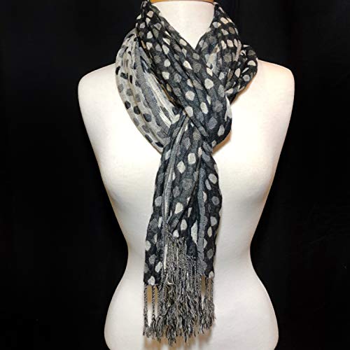 Polka Dot Unique Long Multi Color Block Open Weave Soft Knit Fringe Tassel End Fashion Scarf3