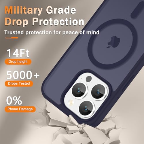 Image of YENAPOON for iPhone 15 Pro Max Case, Matte Magnetic Phone Cover [with 1 Screen Protector] [Support for MagSafe] [Shockproof Military Grade Protection] Translucent Frosted Back, Deep Purple