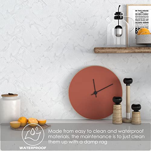 60-Pieces 13.1 Sq.ft Coverage Peel And Stick Backsplash Pvc Wall Tiles 4 Inch X 8 Inch Stone White Subway Stick On Backspalsh For Kitchen, Bathroom, Fireplace, Camper, Mirror Frame #TOP4