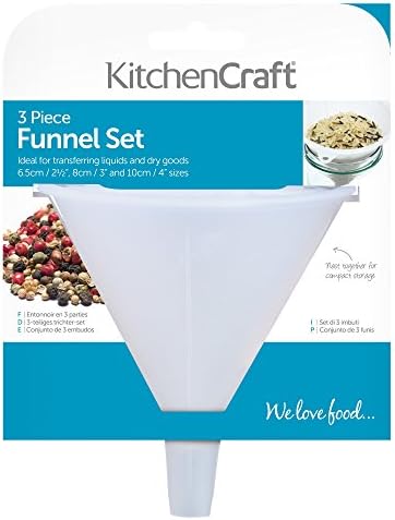 KitchenCraft KCFUNSET Plastic Funnel Set, White, 3 Piece