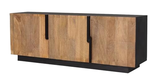 Image of The Attic Georgia TV Cabinet|Solid Wood Sideboard TV Cabinet for Living Room|Classy Live Edge TV Cabinet|Wooden Free Standing TV Unit Side Board Table with Storage|Honey Matte Finish