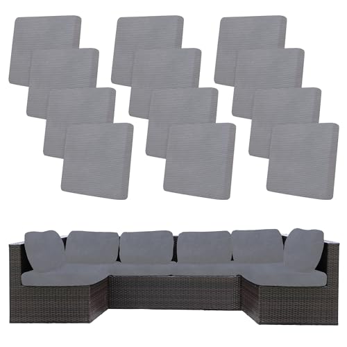 Image of BIETYONE 12Pcs Stretch Patio Cushion Covers,Outdoor Couch Covers Replacement,Outdoor Couch & Sofa Slipcovers,for Patio Furniture Cushion Covers,Washable Reusable Furniture Protector (Grey,Cover Only)