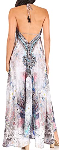 Image of Sakkas Lizi Womens Maxi High-Low Halter Handkerchief Long Dress Beach Party