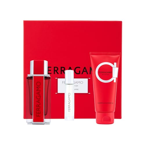 Salvatore Ferragamo Red Leather Gift Set Eau de Parfum 100 ml, Shower Gel 100 ml, Travel Spray 10 ml