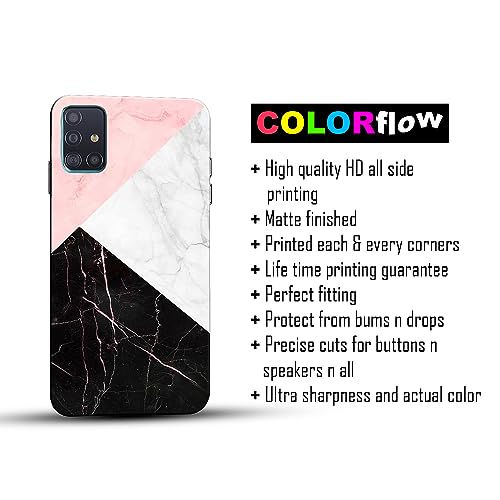 Image of COLORflow Back Cover Compatible with Samsung Galaxy A71 | Beautiful Black White Pink Marble | Designer Printed Hard CASE Bumper Back Cover
