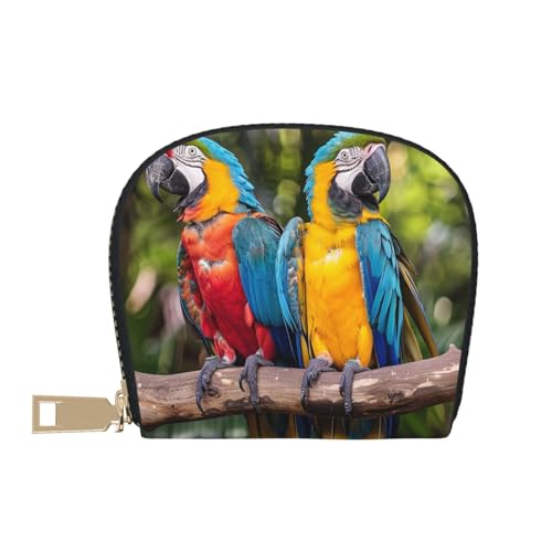 Parrots Printed Credit Card Wallet for Women Men Cute Zipper Card Cases Holder Mini Coin Purse with 12 Card Slots2
