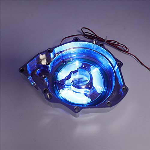 Httmt Mt054A- Blue Led Chrome Glass See Through Engine Stator Cover Compatible With Suzuki Gsxr1300 Hayabusa 1999-2020 #TOP6
