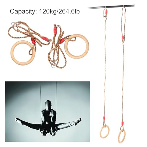 Anillas de Gimnasia de Madera Ajustables con Cuerdas miniatura 7