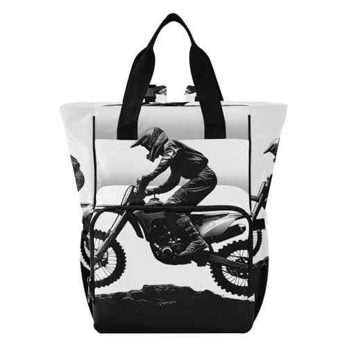 Jihqo Diaper Bag Backpack Motocross Rider Travel Diaper Bags for Women, 10L Functional Baby Changing Bag with Insulted Pockets, Stroller Straps