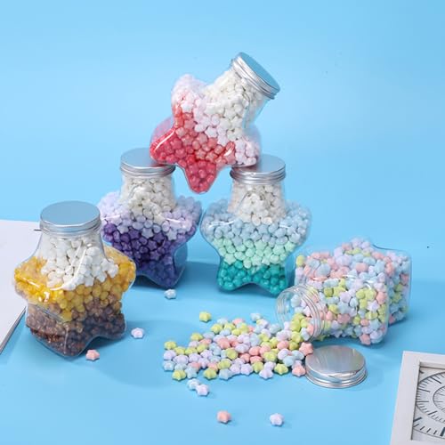 2 Pcs 500ml Star Shaped Plastic Jars for Paper Stars Storage - Valentine's Day Party Favor Bottles, Empty Containers With Lids2