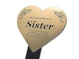 OriginDesigned Sister Heart Shaped Memorial - Gold Plaque Mounted onto a Black Stake