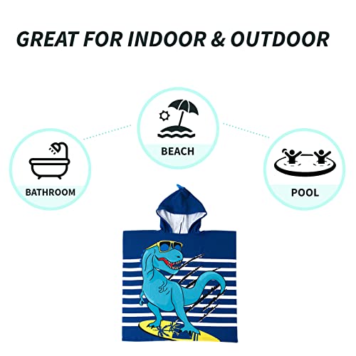 Image of NovForth Kids Beach Towel for Boys Girls, Hooded Bath Towel Wrap, Toddler Pool Towel with Hood