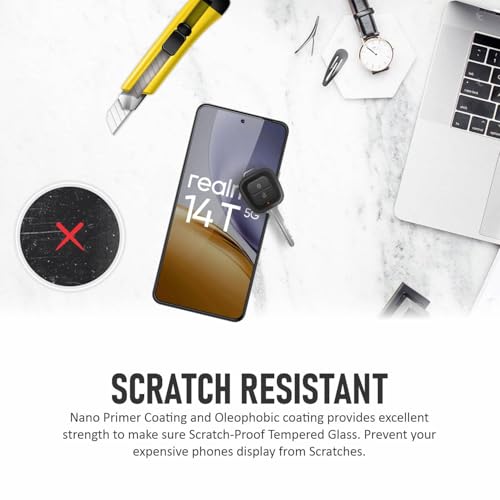 Image of SupCares Tempered Glass for Realme 14T (6.67 Inch) With Installation Kit | 9H Edge to Edge Screen Protector | Black