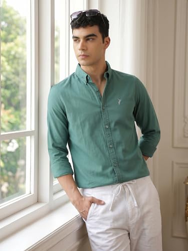 Image of Thomas Scott Men's Cricket Club Collection Classic Regular Fit Twill Shirt | 100% Cotton Long Sleeve Solid Shirt with Button Down Collar (Available in Plus Size)