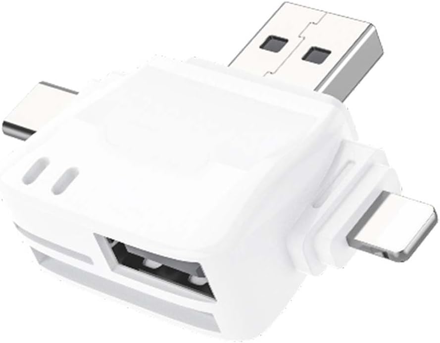6-in-1 OTG Mobile Card Reader – USB-C, Lightning, Micro USB & USB 2.0 with SD/TF Card Slots for Fast, Portable Data Transfer