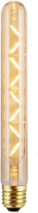 Modvera LED Filament Tube Bulb T30 Tubular Bulb Edison Antique Style 5 Watt with 40 watt Equivalent 2200K Glass E26 Base Dimmable T9 Tube 12 inches Long