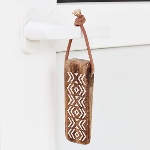 Image of Indian Shelf 3 Pieces Wooden Door Stopper Wedge Heavy Duty Anti Slip Rubber Base Door Stop for Floor Door Holder for Home Office Bedroom Kitchen Tiles Marble Use