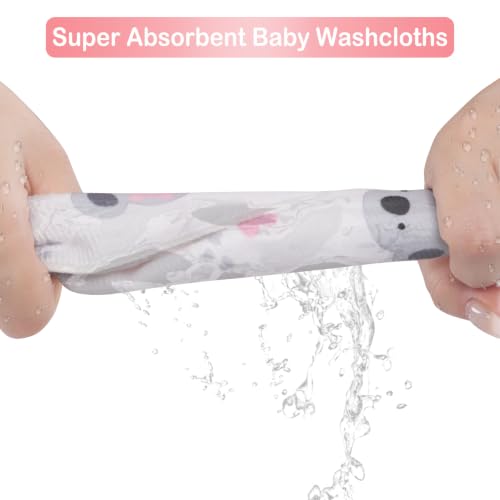 Image of Baby Washcloths, 24Pack Baby Wash Cloths Extra Soft & Ultra Absorbent, Baby Towels and Washcloths Face Towels for Unisex Boys Girls Body, Washclothes Gentle on Sensitive Skin, 9x9 Koala
