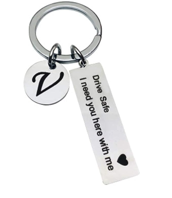 Myura Wels Drive Safe Keychain 26 Letters (A-Z) Keychain Gifts for Boyfriend Couple Husband Dad Birthday Christmas Valentines Day Gift Myura Wels Drive Safe Keychain 26 Letters (A-Z) Keychain Gifts for Boyfriend Couple Husband Dad Birthday Christmas Valentines Day Gift