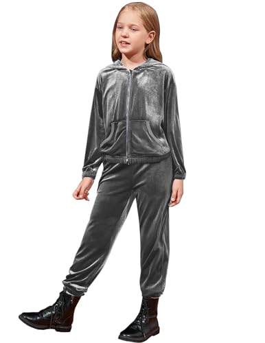 Image of Arshiner 2 Piece Outfits for Girls Kids Velour Tracksuit and Jogger Set