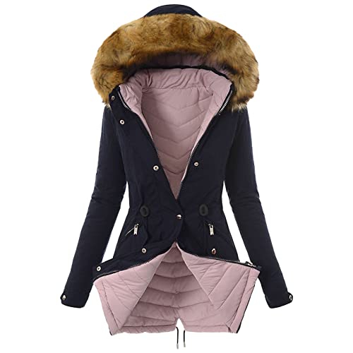 Manteau d'hiver en coton épais pour femme parka mi-longue à capuche