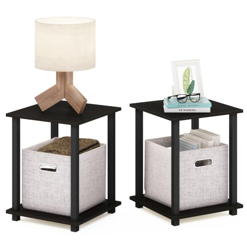Furinno Simplistic Set of 2 Toolless 2-Tier Night Stand, Espresso - image 7