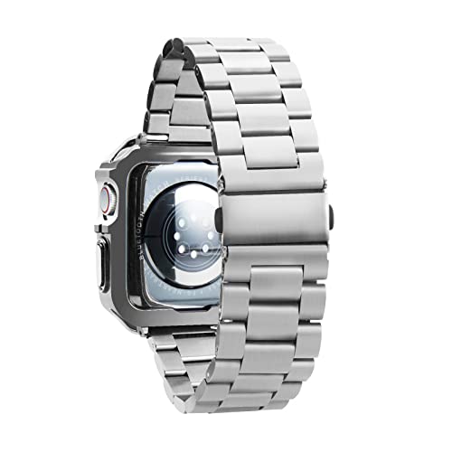 Binlun Compatible With Apple Watch Band 41Mm 40Mm 38Mm Matte Stainless Steel Silver Metal Watch Strap With Polished Finish Tpu Watch Case Compatible With Iwatch Bands Series 8/7/Se2/Se/6/5/4/3/2/1 #TOP1