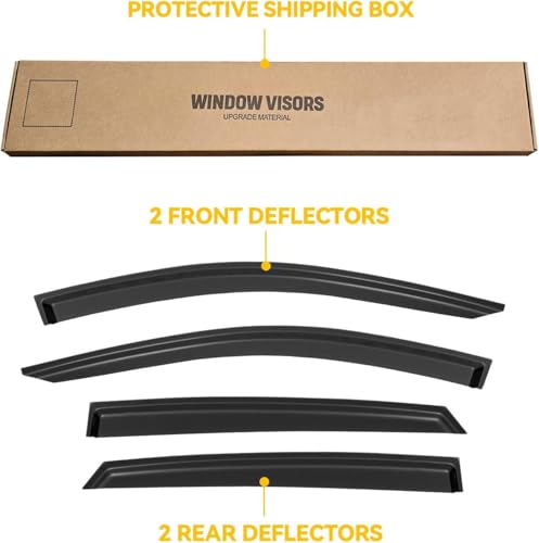 Image of Rain Guards for 2018-2023 Honda Accord Sedan, Out-Channel Window Visor Shields Vent Deflector Shade Wind Dark Smoke 2019 2020 2021 2022 18 19 20 21 22 23, Tape-On Outside-Mount, 4PCS