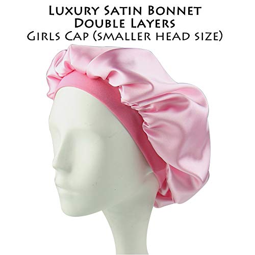 Sleep Cap For Kids Satin Hair Scarf Girls Night Head Wrap Floral Silk Nightcap Light Pink #TOP1