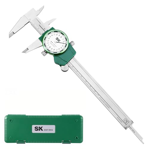 SK Metric Dial Caliper, 150mm Caliper Measuring Tool with Shock-Proof Design, 4 Measurement Methods Stainless Steel Calipers, ±0.03mm Accuracy