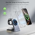 Foldable Wireless Charger 3 in 1 - Magnetic Wireless Charging Station for Apple Magsafe Charger Stand with Light,Aluminum Portable Travel Charger Dock for iPhone 17/16/15/14/13/12,Apple Watch,AirPods - Image 4