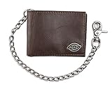 Dickies Men's Bifold Chain Wallet-High Security with ID Window and Credit Card Pockets, Rich Brown, One Size