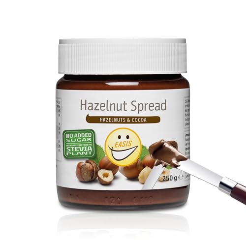 EASIS Cremiger Haselnuss-Kakao Brotaufstrich Ohne Zuckerzusatz | Ideal Schokoladen-Haselnusscreme für Vollkornbrot Snacks & Backwaren | Kein Zusatz von Aromen oder Farbstoffen | Einmachglas 250g