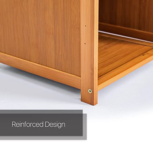 MoNiBloom-Narrow-5-Tier-Bookcase-Bamboo-Tall-Freestanding-Display-Storage-Shelves-Collection-Decor-Furniture-for-Home-Living-Room-Kitchen-Brown