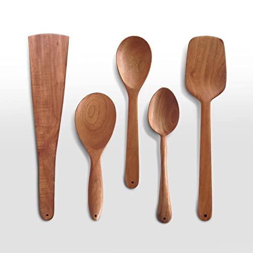 Image of Kichera Neem Wood Compact Ladle, Spatula, Flip Dosa /Roti /Chapati | Kitchen Tools | No Harmful Polish | Naturally Non-Stick | Handmade (Set of 5-1)