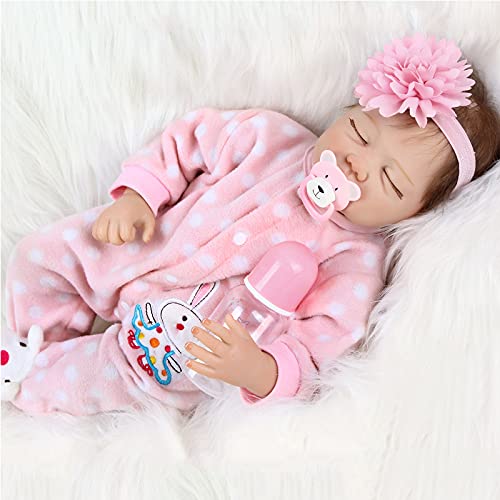 ZIYIUI 22Zoll 55cm Reborn Babypuppe Weiche Silikon Vinyl wie Echtes Babys Puppe Lebensechte Puppe Neugeborenen Mädchen – Bild 3