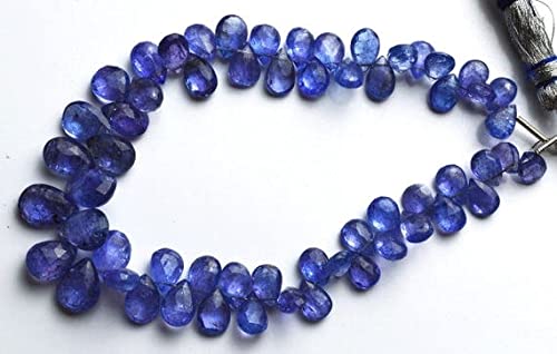 Perles de tanzanite naturelle en poire facettée de 7 à 11 mm pour création de bijoux de luxe