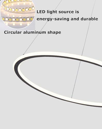 Suspension LED moderne noire de 80 cm avec variateur et télécommande - 6