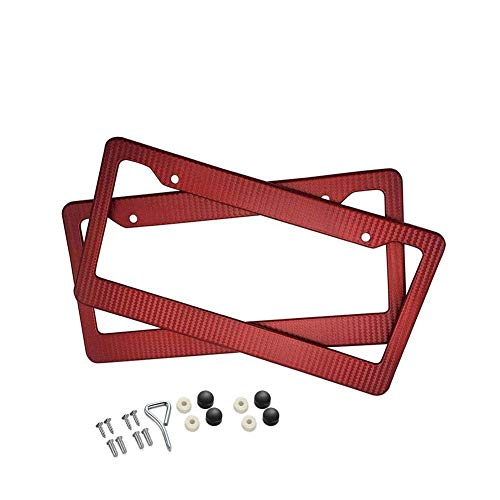 BLVD-LPF OBEY YOUR LUXURY Car Carbon Fiber Painted Style Red Front Rear License Plate Frame Cover with Screw (Pack of 2)