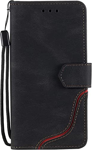 Étui iPhone 13 Pro en cuir avec fente carte et clapet antichoc noir