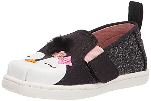 Image of TOMS Kids Glitter Penguin Face Applique Tiny Alpargata Twin Gore (Toddler /Little Kid)