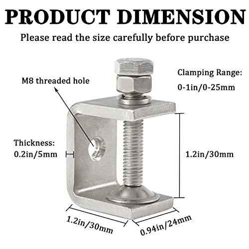 2Pcs C-Clamp 304 Stainless Steel G-Clamp Tiger Clamp Heavy Duty Woodworking Clamp Home Improvement And Automotive Repair Tools With Wide Jaw Openings (30Mm) #TOP1