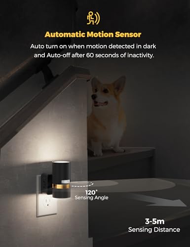 Image of L LOHAS LED Motion Sensor Night Light Plug in, 5000K Daylight White, 2 Pack | Night Lights Plug into Wall with Adjustable Brightness, 1W Energy-Saving Nightlight for Bathroom Bedroom Kitchen Hallway