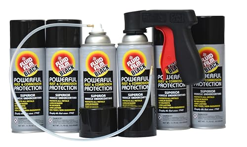 Fluid Film 11.75 oz Rust and Corrosion Inhibitor Black 6 Pack Spray Can Extension Wand Can-Gun1 Premium Tool Aerosol Spray