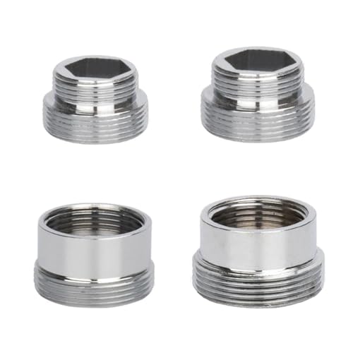 4 Stück Metall Wasserhahn Adapter 16 mm bis 22 mm/22mm bis 16mm+18 mm bis 22 mm/22mm bis 19mm, Messing Wasserhahn Adapter, Geeignet für Belüfteranschluss an Küchenarmaturen