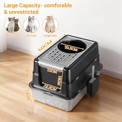 Arenero grande de acero inoxidable para gatos GarveeHome miniatura 3