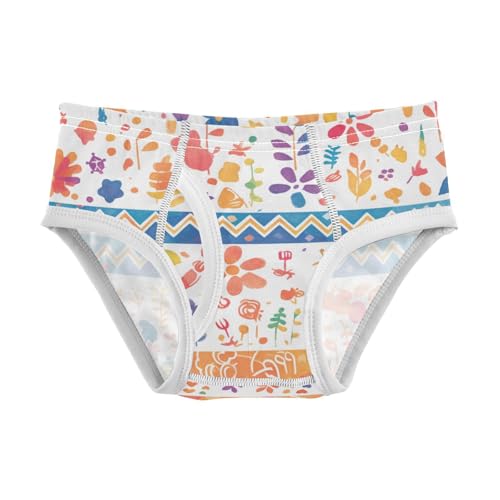 KLL Mexican Otomi Style Bright Toddler Boys' Pure Cotton Athletic Underwear Breathable Undies