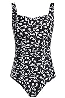 Aidotop Womens One Piece Swimsuit Tummy Control Swimwear with Retro Ruched Monokini Bathing Suits（13Black WhiteFlower,XL）