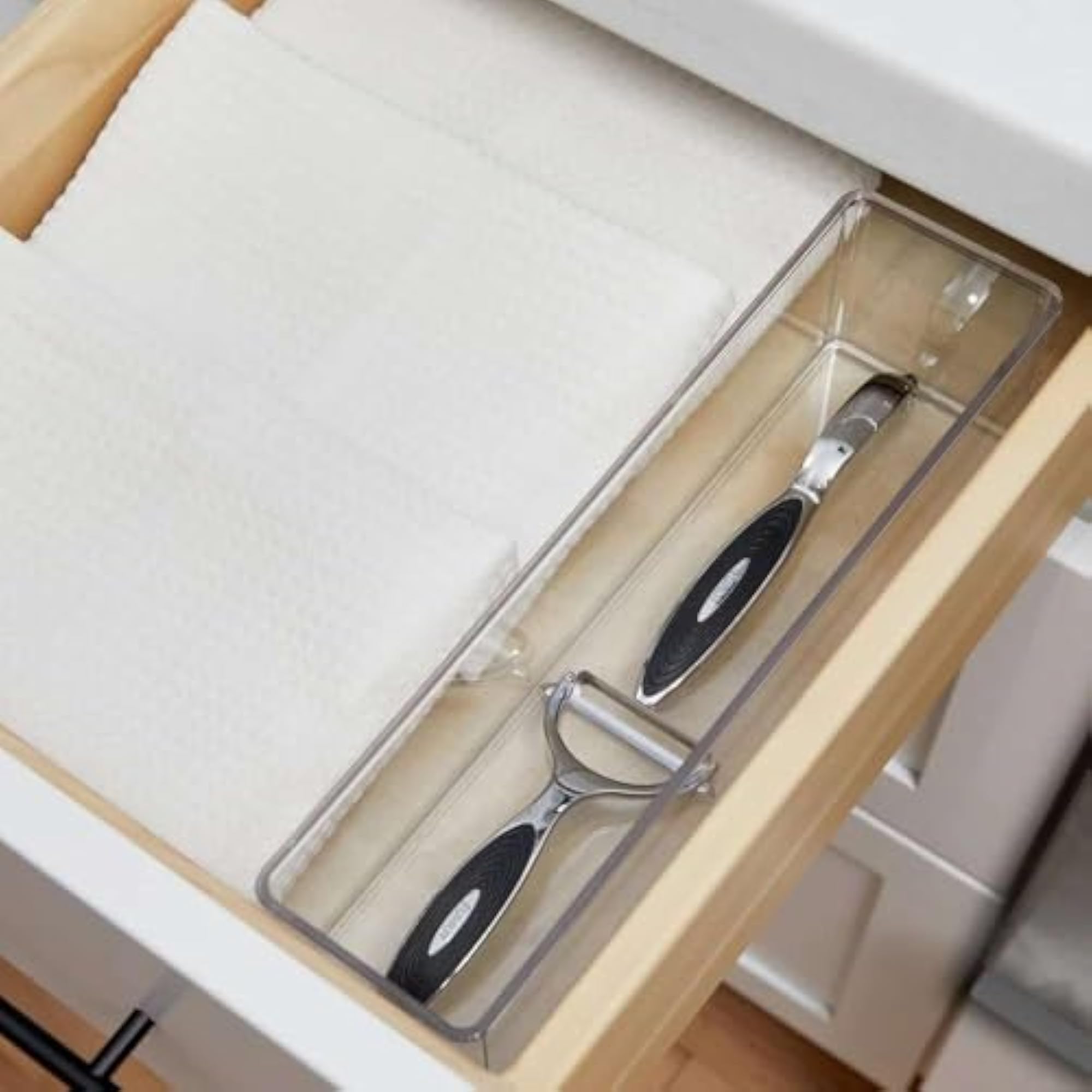 XL Clear Drawer Organizer for Kitchen & Pantry Space