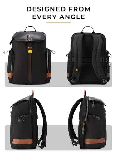 Image of EUME Zorain Premium Laptop Backpack for Men & Women | 15.6 Inch Laptop Sleeve | 27L Water Resistant Nylon & Microfiber Vegan Leather | Lightweight & Multipurpose | For Office Work & Travel